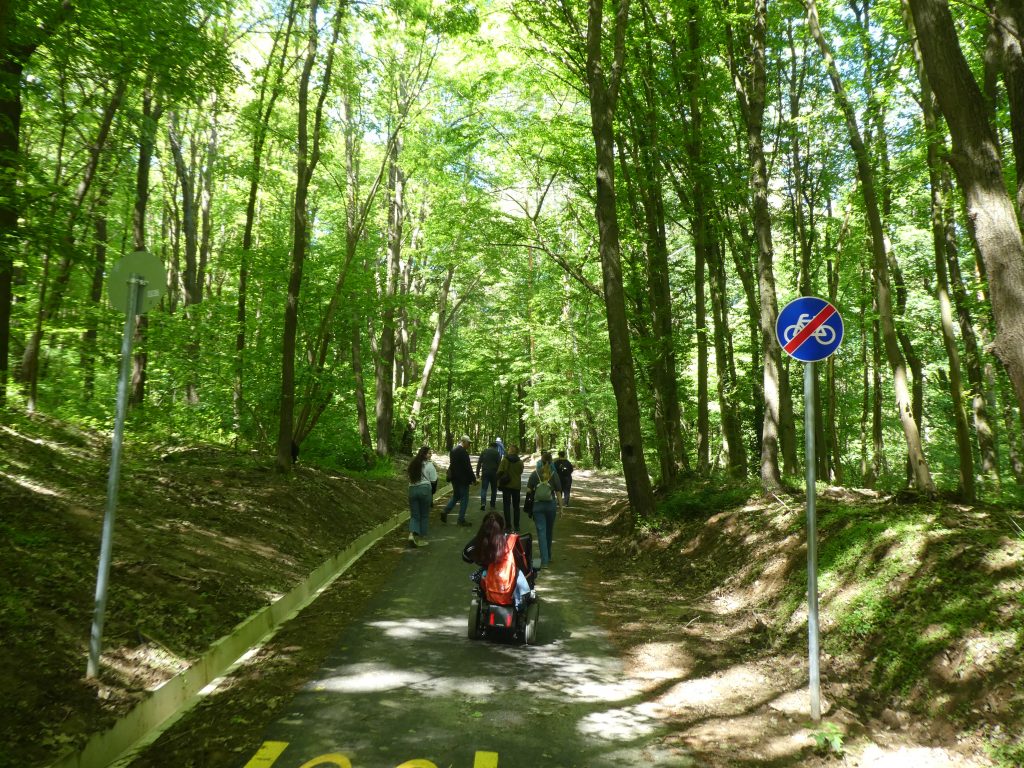 Egy tábla jelzi az út mellett, hogy vége a bicikliútnak. Nincs ugyan vége, de ez a szakasz túl meredek, ezért nem lehet kitenni a táblát. Azért annyira nem vészes, de szabály az szabály. 
